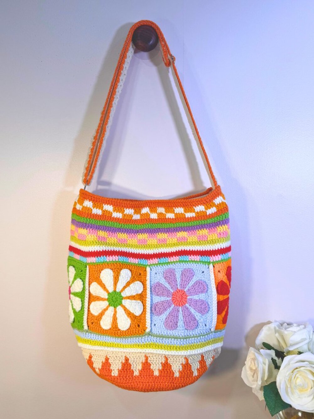 Handcrocheted Clementine Daisy Bag